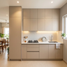 Beige Straight Kitchen Design with Quartz Countertops