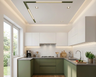 U-Shaped Kitchen Design with Linear Ceiling Light