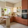 Peninsula Kitchen Design with Waterfall Counter