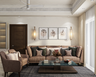 Brown Sofa Living Room Design with Botanical Wall Decor