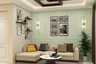 Living Room Design with Beige Sofa and Gold Wall Sconces