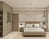 Master Bedroom Design with Rattan Headboard and Full-Length Arch Mirror