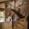 L-Shaped Staircase Design with Wood and Metal Accents