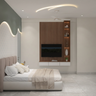 White and Brown TV Unit Design with Fluted Wall Panel