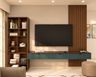 Green TV Unit Design with Integrated Bookshelf