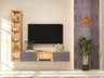 TV Unit Design with Fluted Drawers and Open Display Rack