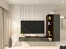 TV Unit Design with Fluted Panel and Wall-Mounted Cabinet