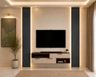 Beige TV Unit Design with Grey Fluted Pillars