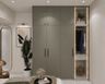 4 Door Grey Wardrobe Design with  Glass Doors