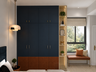 Blue 4-Door Swing Wardrobe with Side Display Tower