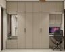 Light Beige 4-Door Swing Wardrobe Design with Dual Cabinets