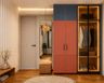 Ceramic Red Swing Wardrobe Design with LED Glass Wardrobe Shutters