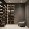 6-Door Swing Wardrobe Design with Grey Finish and Tinted Glass Cabinets