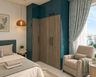 Blue and Nickel Oak 3-Door Swing Wardrobe Design
