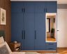 Blue Swing Wardrobe Design with Built-in Vanity Mirror
