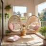 Bohemian Balcony Design with Rattan Egg Chairs and Layered Plants