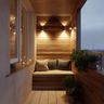 Contemporary Balcony Design with Decorative Wall Cladding and Sit Out