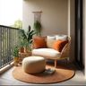 Modern Balcony Design with Textured Exterior Wall and Planters
