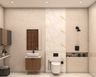 Modern Bathroom Design with Wall Hung Vanity Storage and Quartz Countertop