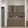 Traditional Walnut Crockery Unit Design with Display and Countertop Workspace