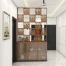 Contemporary Dining Room Crockery Unit Design with Wooden Partition Storage