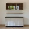 Contemporary Crockery Unit Design with Cream Gloss and Profile Glass Cabinets