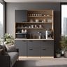 Grey and Wood Modern Crockery Unit Design with Open and Closed Storage