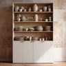 Minimal Crockery Unit Design in White and Wood Matte Finish