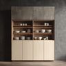 Classic Ivory and Grey Crockery Unit Design with Shelves and Closed Storage