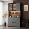 Modern Slate Grey Crockery Unit Design with Glass Display Storage