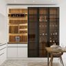 White Walnut Modern Crockery Unit Design with Tall Storage and Display Shelves