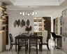 Modern Dining Room Design with Display Cabinet and Breakfast Counter