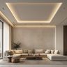Modern Gypsum False Ceiling Design with Double Layer Rectangular Layout