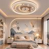 Kids Bedroom Double Layer Modern False Ceiling Design with Star Lights And Mural