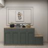 Scandinavian Foyer Design with Bench Seating and Wall Moulding