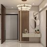 Contemporary Walnut Wooden Foyer Wall Design with Fluted Panel Detailing