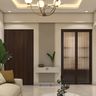 Contemporary Foyer Design with Fluted Wall Panel and Console Storage