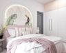 Modern Guest Bedroom Design with Tropical Arched Feature Wall