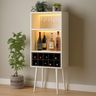 White and Wood Modern Home Bar Design with Wine Rack and Matte Finish