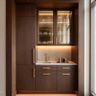Contemporary Home Bar Design with Walnut Brown Matte Finish