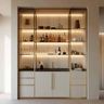 Modern Home Bar Design in White Finish with Open Display Niche