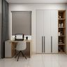 Walnut and Grey Minimal Home Office Design with Matte Finish