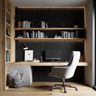Industrial Home Office Design with Wood Desk and Concrete Base