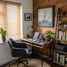 Contemporary Home Office Design with Wooden Storage and Desk