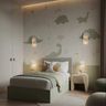 Contemporary Kids Bedroom Design with Dinosaur Wallpaper and Single Bed