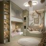 Contemporary Kids Bedroom Design with Bunk Beds and Window Daybed Seating