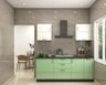 Contemporary Aqua Green and White Parallel Kitchen Design with Granite Countertop