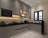Modern L-Shaped Kitchen Design in Suede Grey with Granite Countertop