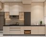 Irish Cream Contemporary Parallel Kitchen Design with Granite Countertop