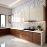 Modern White Amati L-Shaped Kitchen Design with Marble Countertop